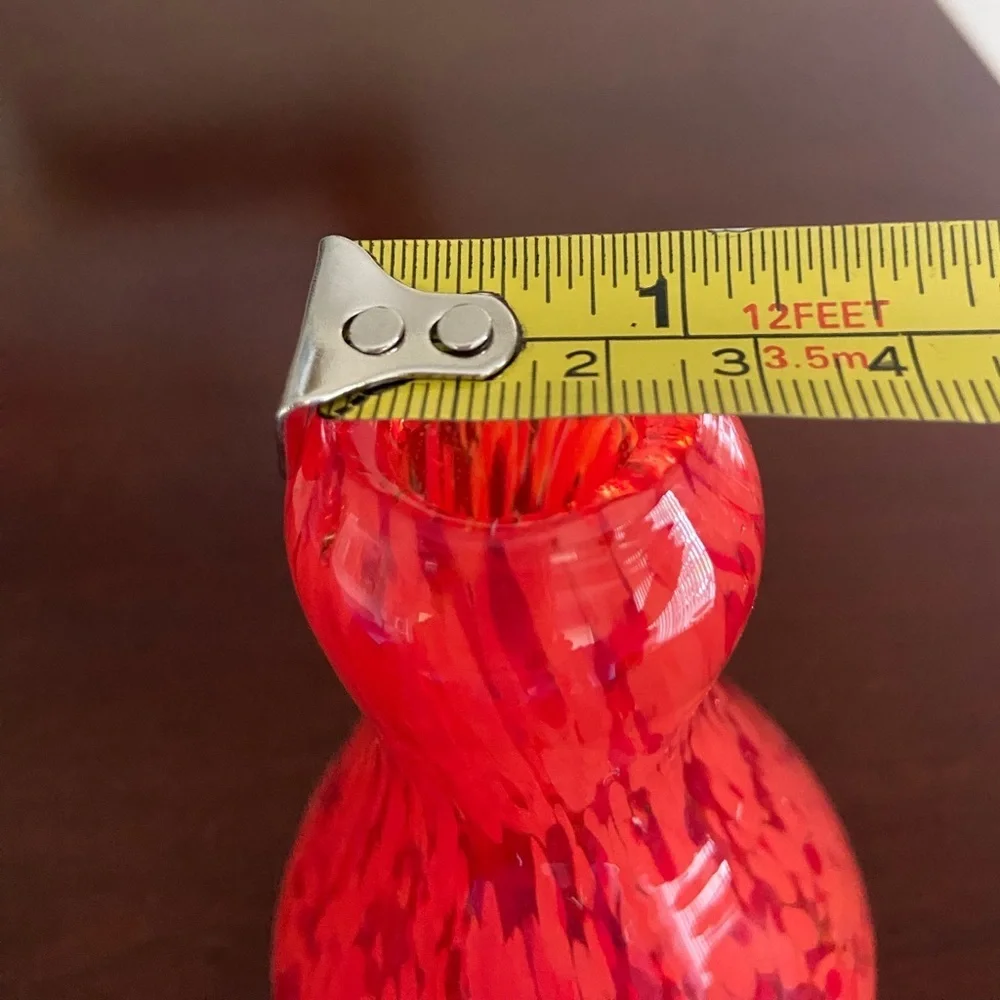 🩷 Vintage Art Glass Confetti Red Glass Flower Bud Vase Mini 4.5”